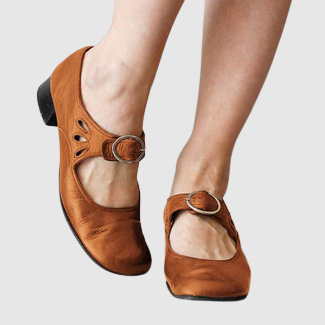 Women's Mary Jane Heels with Ring Buckle Strap