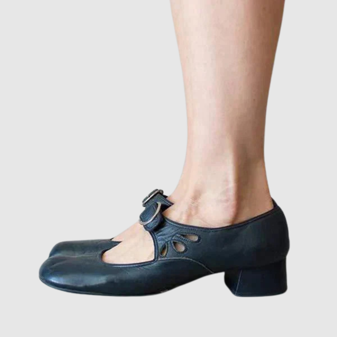 Women's Mary Jane Heels with Ring Buckle Strap