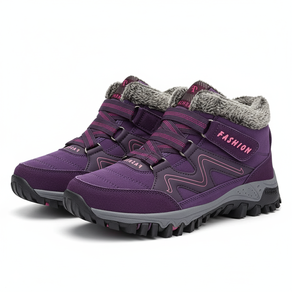Women's Ankle Boots with Lace-Up and Padded Collar Tread
