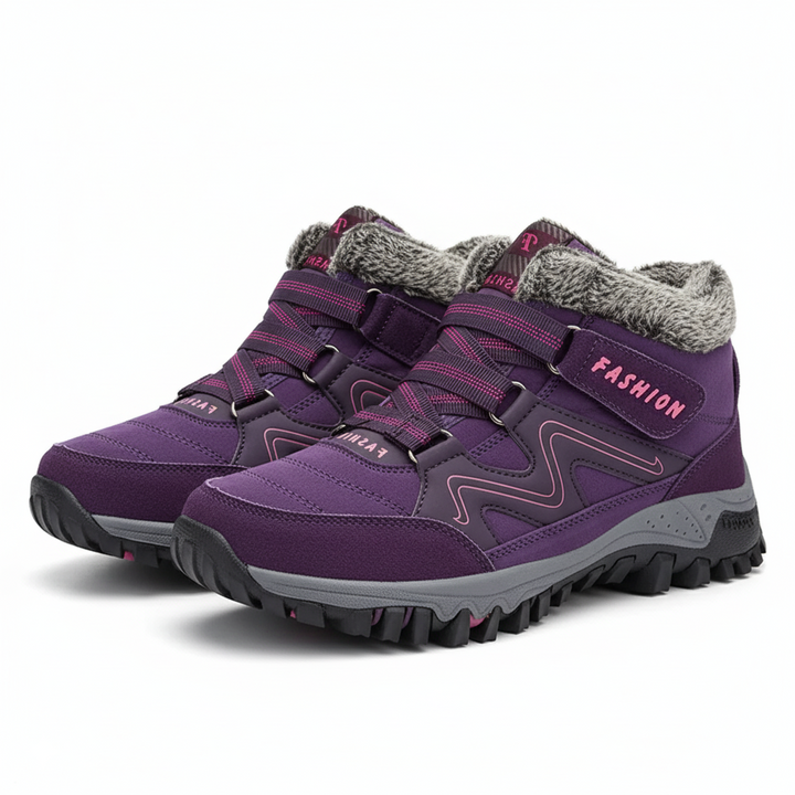 Women's Ankle Boots with Lace-Up and Padded Collar Tread