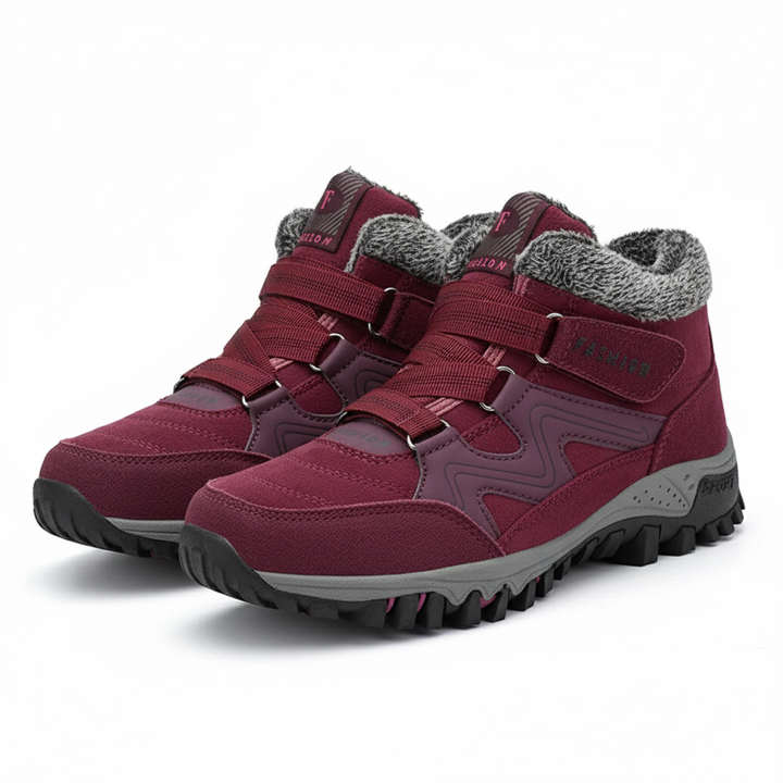 Women's Ankle Boots with Lace-Up and Padded Collar Tread