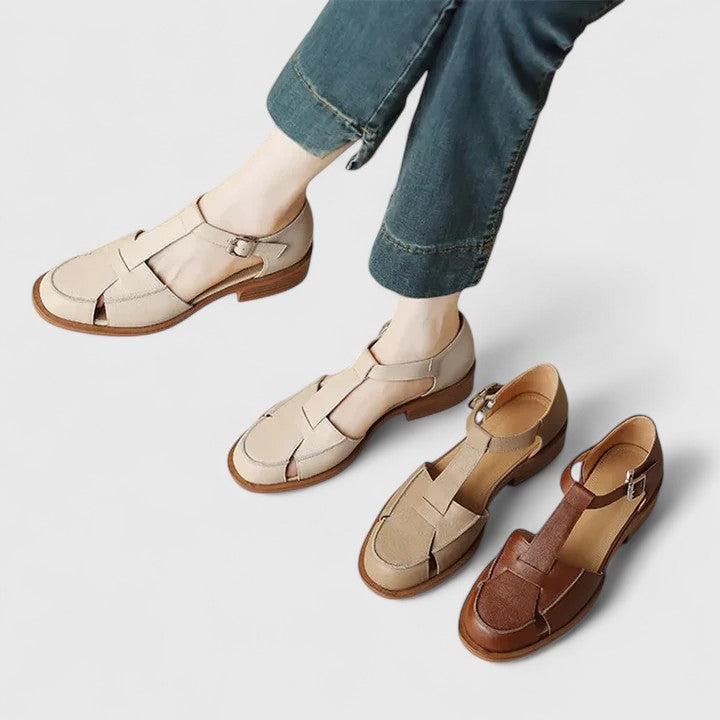 Women's Closed Toe Sandals with T-Strap Design