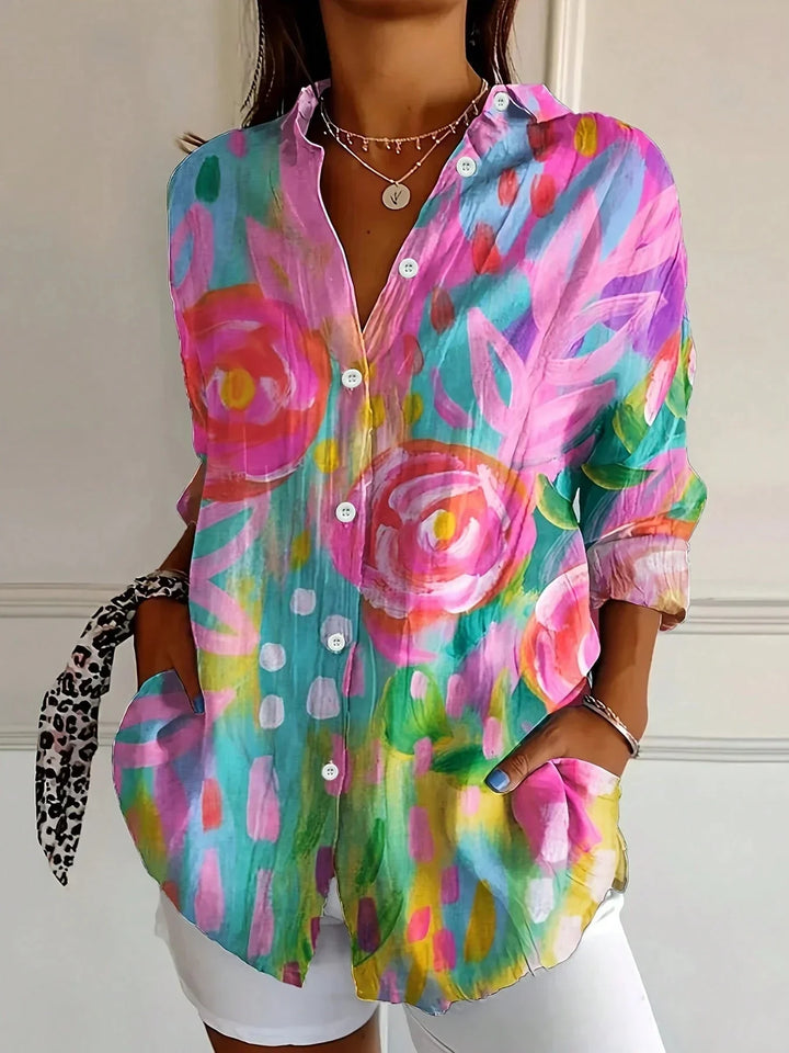 Women’s Blouse | Colorful V-Neckline