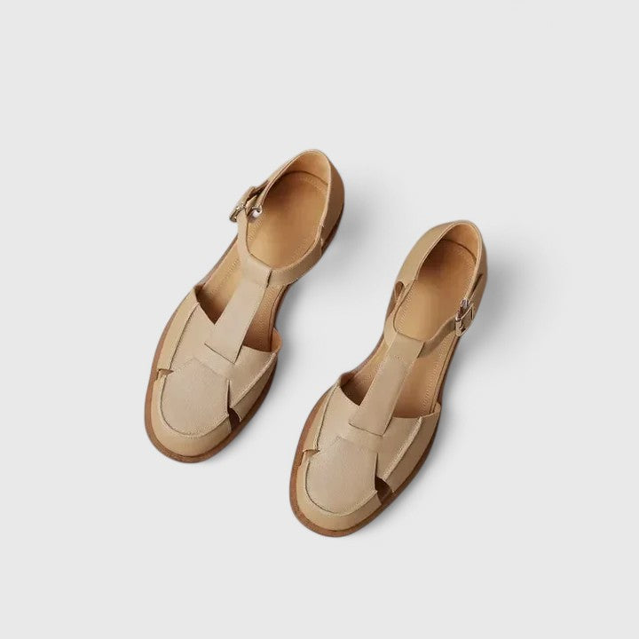 Women's Closed Toe Sandals with T-Strap Design