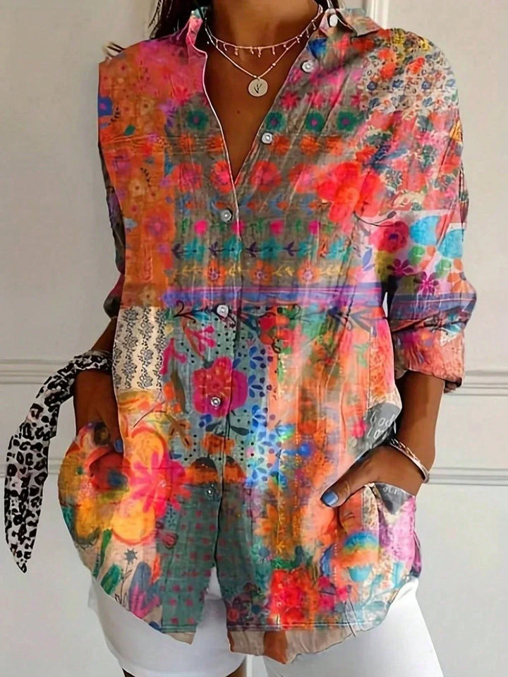 Women’s Blouse | Colorful V-Neckline