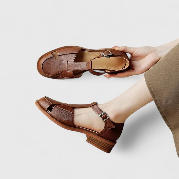 Women's Closed Toe Sandals with T-Strap Design