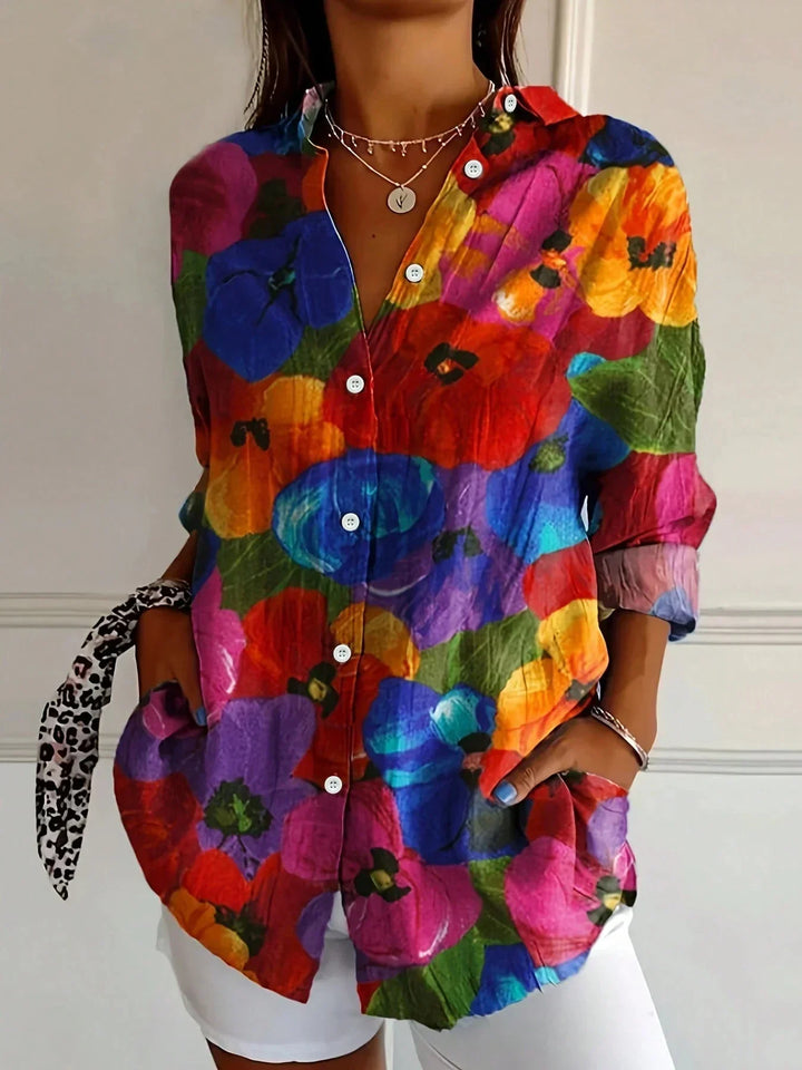 Women’s Blouse | Colorful V-Neckline
