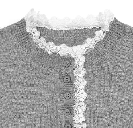 Women's Sweater | Ruffle Trim Button Placket