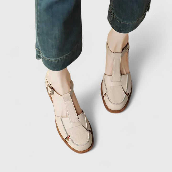 Women's Closed Toe Sandals with T-Strap Design
