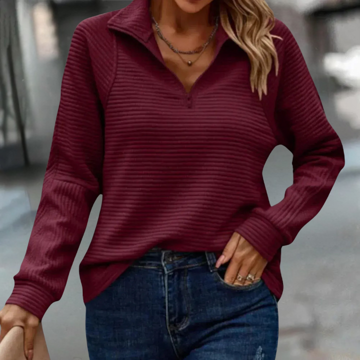 Women’s Sweater | Ribbed Half Zip Neck