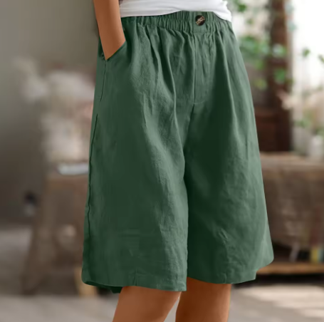 Women's Loose Fit Shorts with Elastic Waist and Pockets