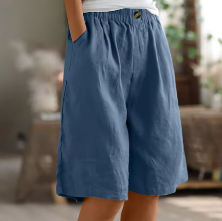 Women's Loose Fit Shorts with Elastic Waist and Pockets