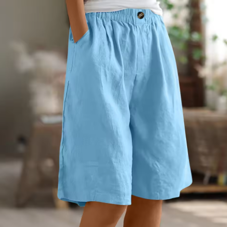 Women's Loose Fit Shorts with Elastic Waist and Pockets