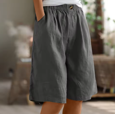 Women's Loose Fit Shorts with Elastic Waist and Pockets