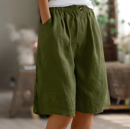 Women's Loose Fit Shorts with Elastic Waist and Pockets