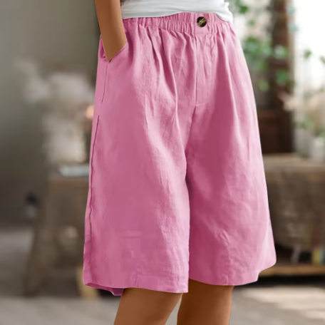 Women's Loose Fit Shorts with Elastic Waist and Pockets