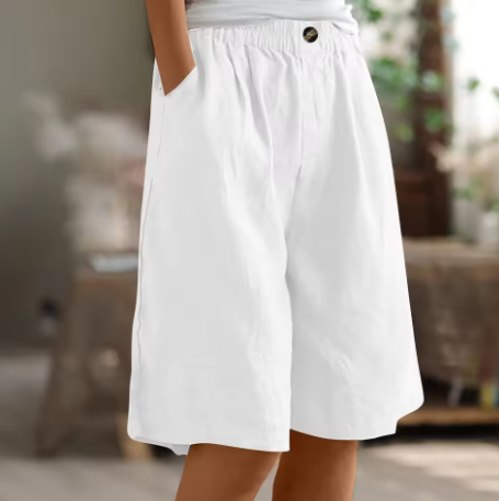 Women's Loose Fit Shorts with Elastic Waist and Pockets