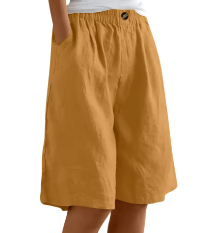 Women's Loose Fit Shorts with Elastic Waist and Pockets