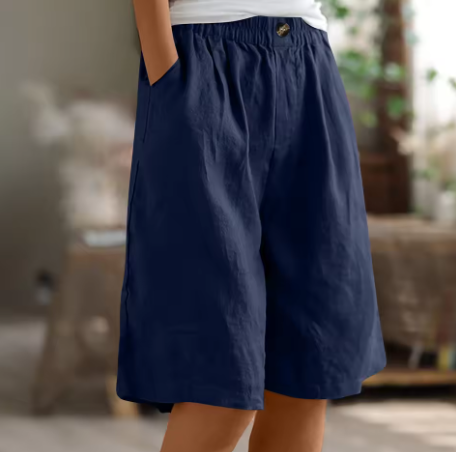 Women's Loose Fit Shorts with Elastic Waist and Pockets