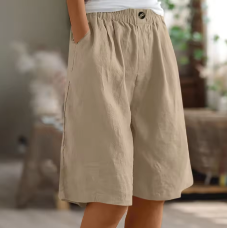 Women's Loose Fit Shorts with Elastic Waist and Pockets