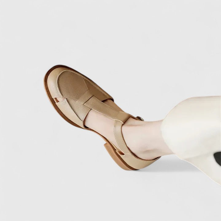 Women's Closed Toe Sandals with T-Strap Design