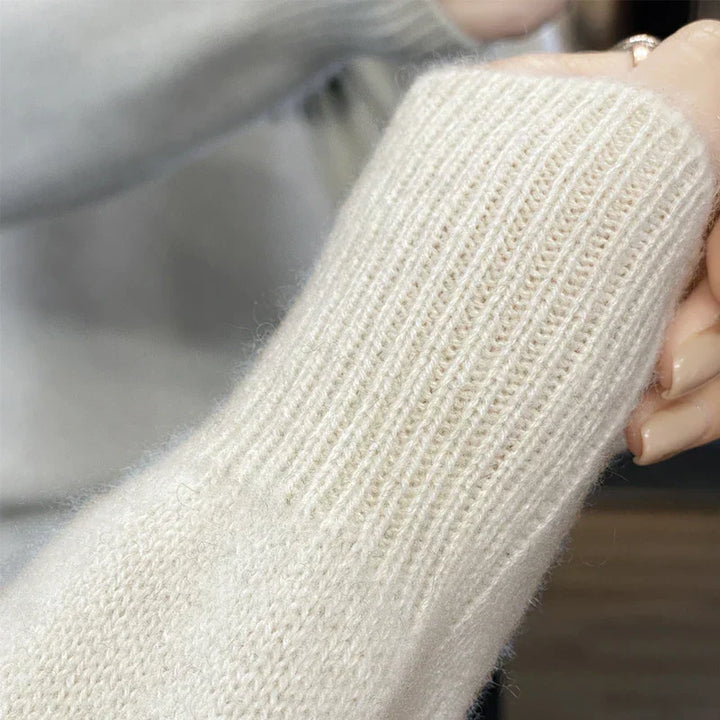 Women's  Pullover Sweater with Patterned Upper Section
