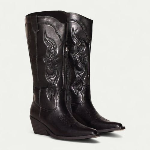 Women's Cowboy Boots with Tall Shaft and Pointed Toe