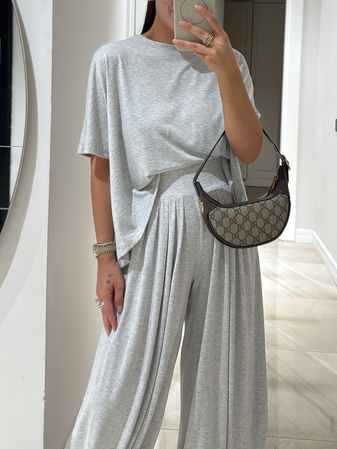 Women's Loose Fit Top and Wide-Leg Pant Set