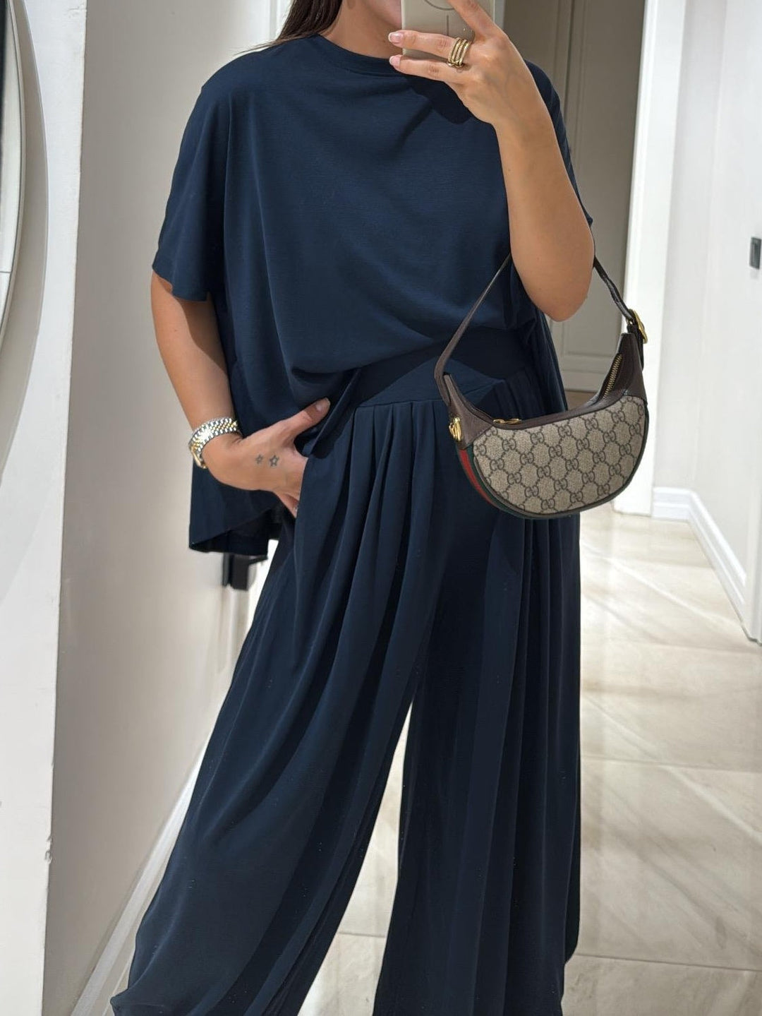 Women's Loose Fit Top and Wide-Leg Pant Set