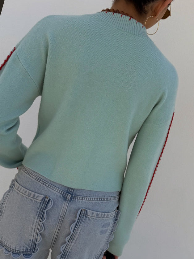 Women's Sage Cardigan with Button-Front and Octopus Design