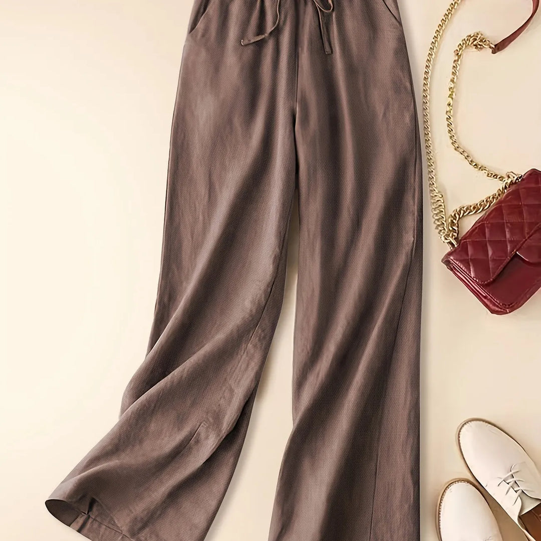 Women's Wide Leg Pants with Drawstring Waist Pull-On