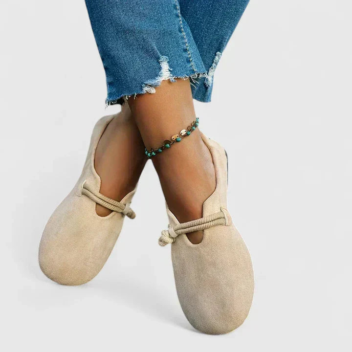 Women's Slip On Flat Shoes with Round Toe and Rope Detail