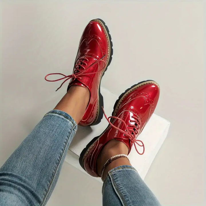 StylebySassy | Patent Leather Oxford Shoes with Chunky Sole for Women