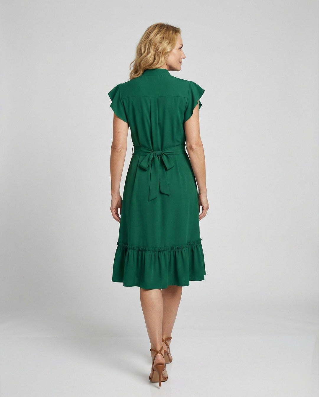 Ladies' midi dress elegant with stand-up collar
