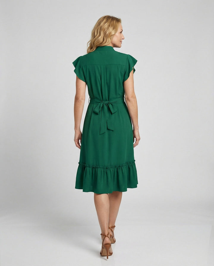 Ladies' midi dress elegant with stand-up collar