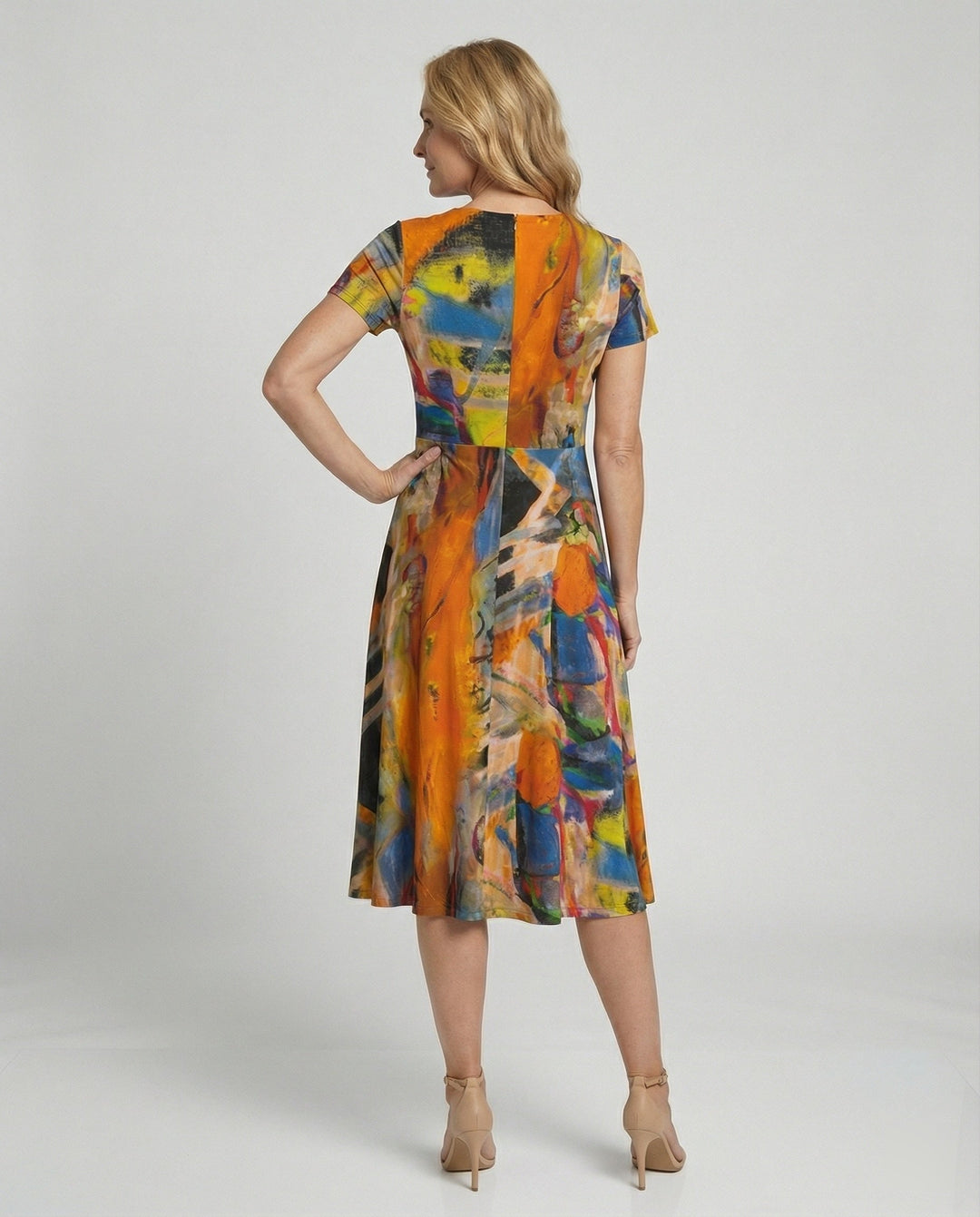 Leisure dress women midi dress flared skirt