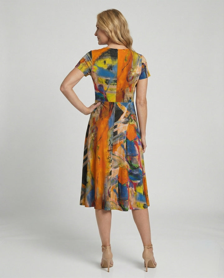 Leisure dress women midi dress flared skirt