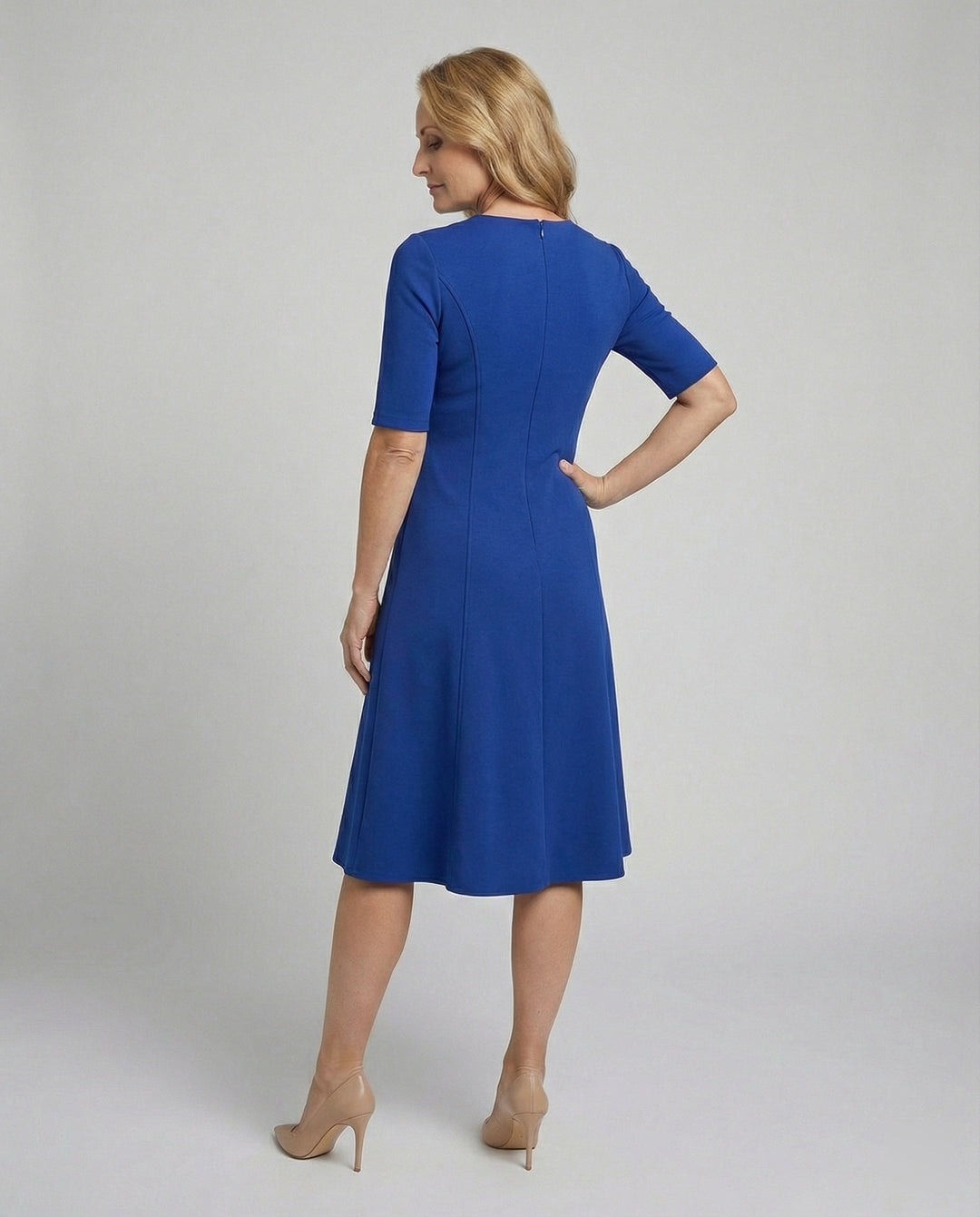 Ladies Midi Dress Elegant Half Sleeve