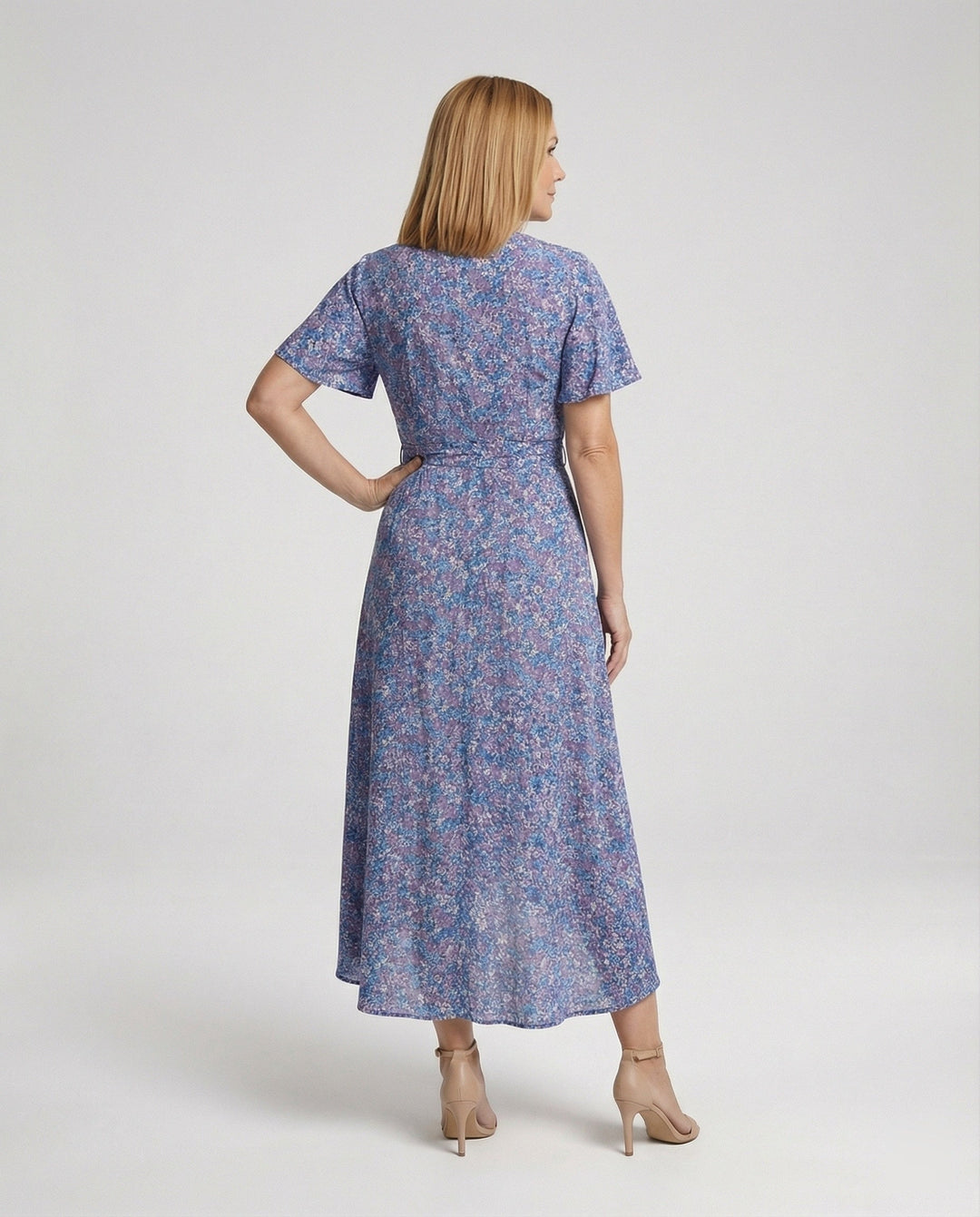 Ladies Flower Dress Midi with Belt