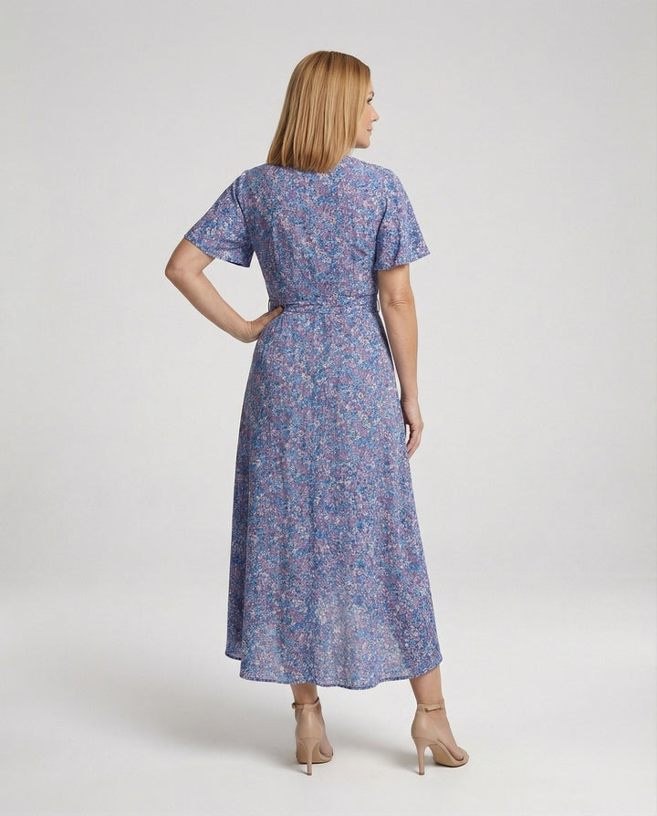 Ladies Flower Dress Midi with Belt