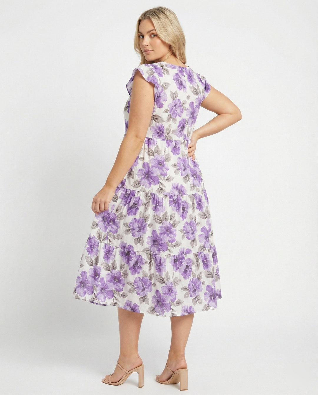 Women’s knee-length summer dress with ruffle