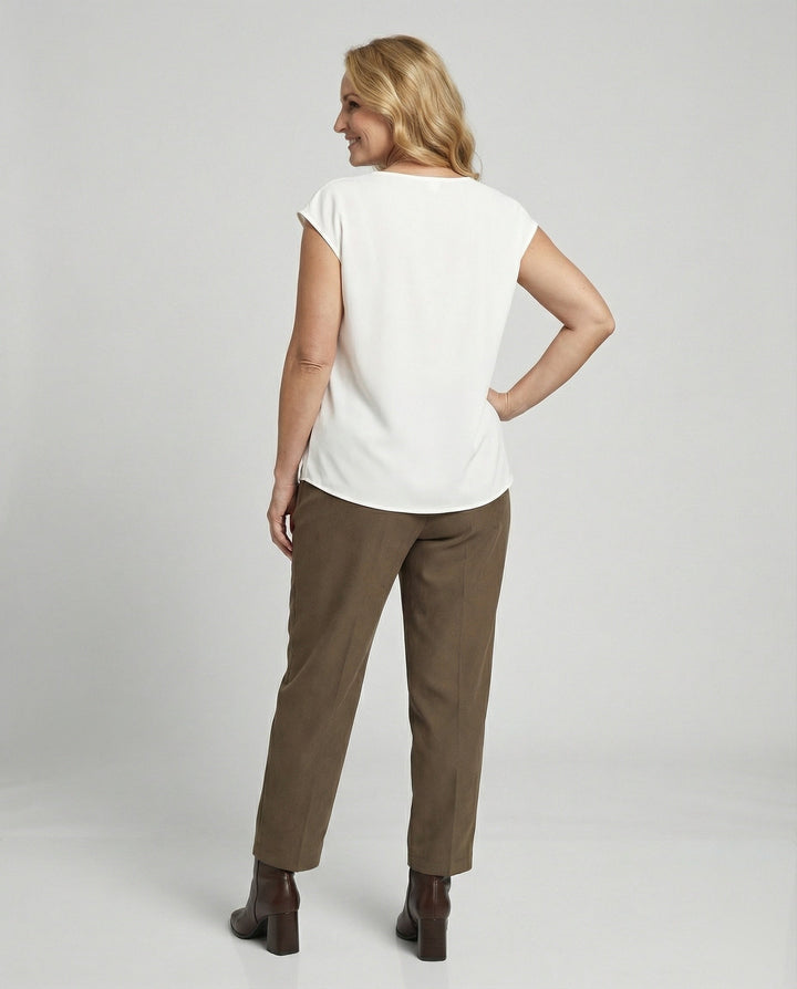 Ladies Blouse Top Elegant Crew Neck