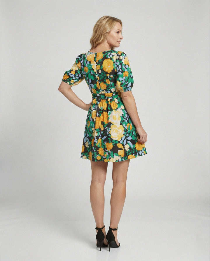 Ladies Mini Dress Floral Wrap Look