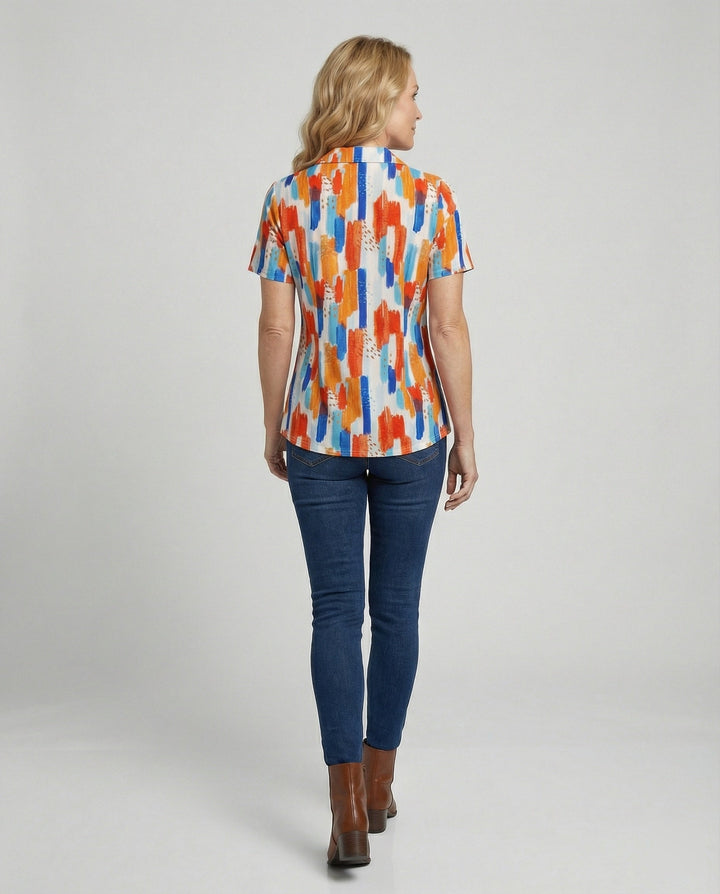 Blouse Women Short Sleeve Print