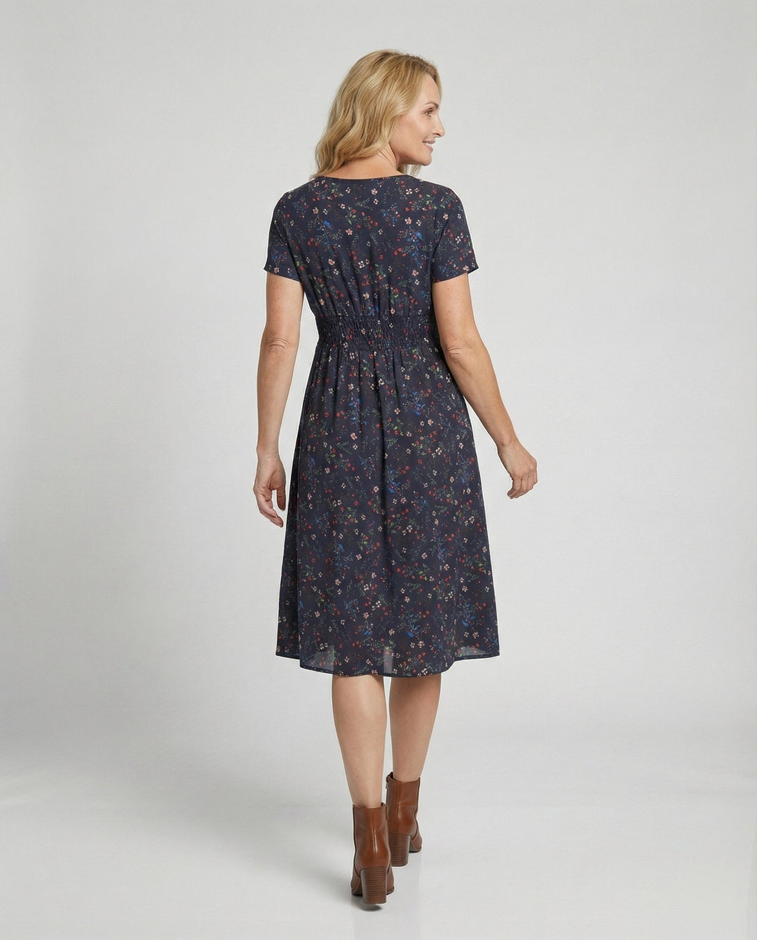 Women’s midi dress smocked waist