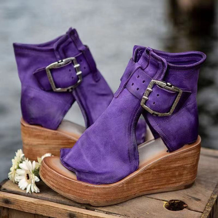 Women's Open Toe Heels with Wedge Platform Ankle Strap