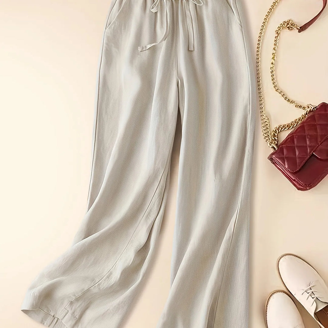Women's Wide Leg Pants with Drawstring Waist Pull-On
