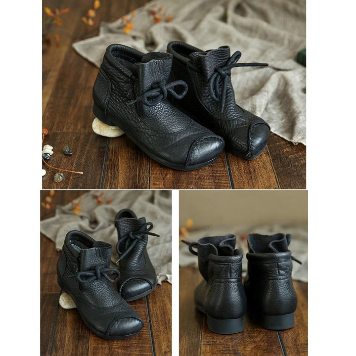Women's Lace-Up Ankle Boots with Closed Rounded Toe