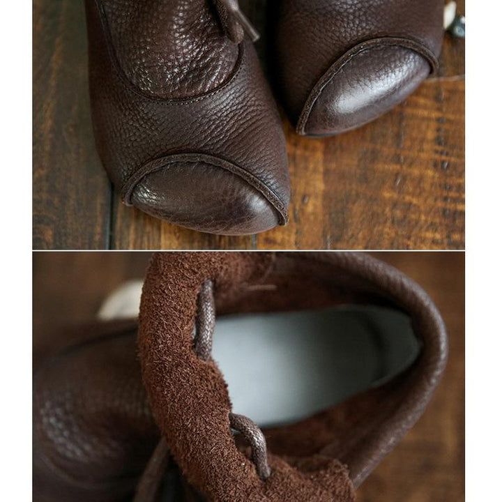 Women's Lace-Up Ankle Boots with Closed Rounded Toe