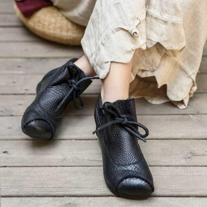 Women's Lace-Up Ankle Boots with Closed Rounded Toe